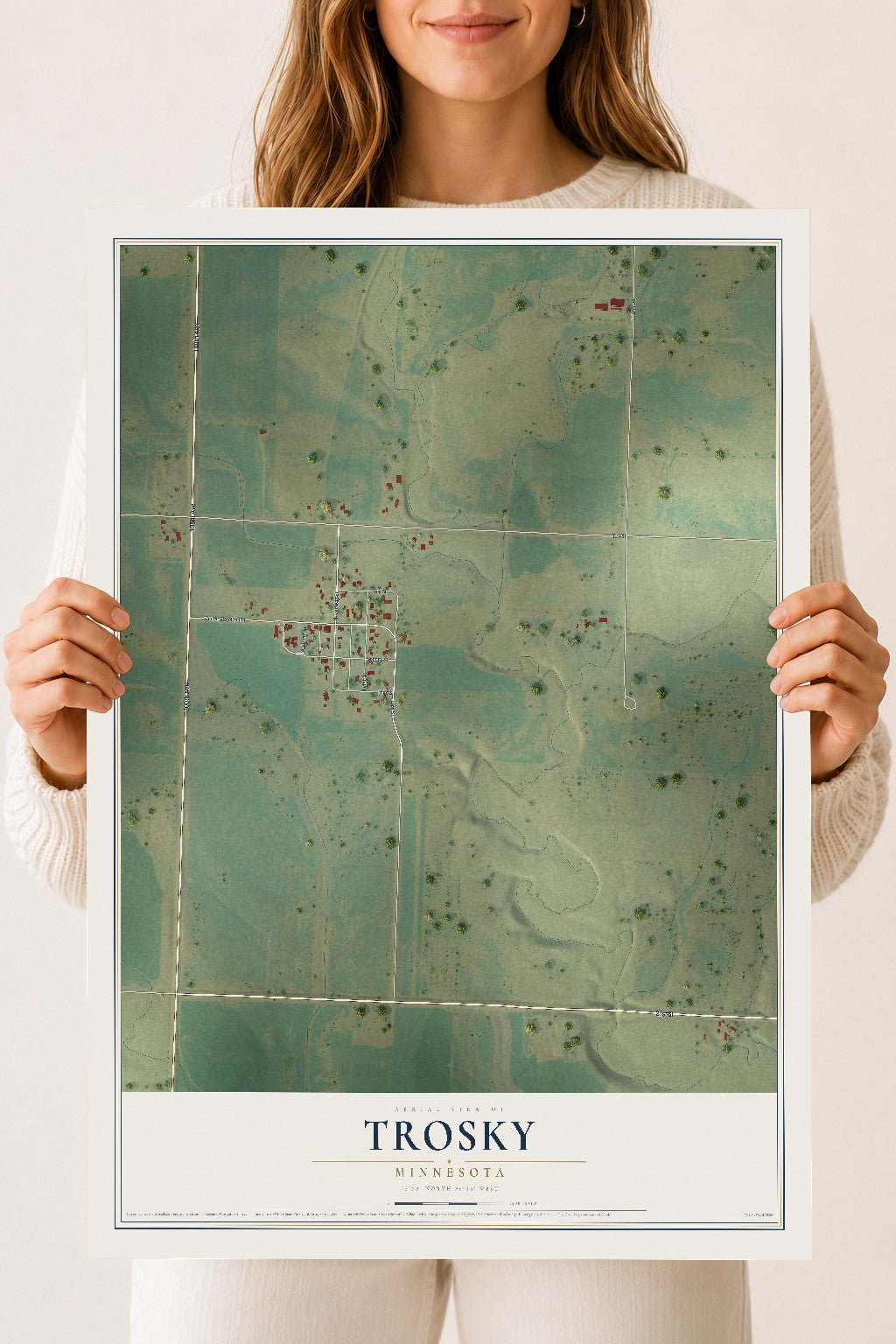 Map of Trosky, Minnesota, 18 x 24 inch unframed archival matte print