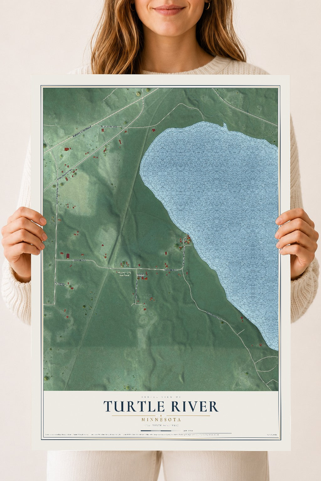 Map of Turtle River, Minnesota, 18 x 24 inch unframed archival matte print