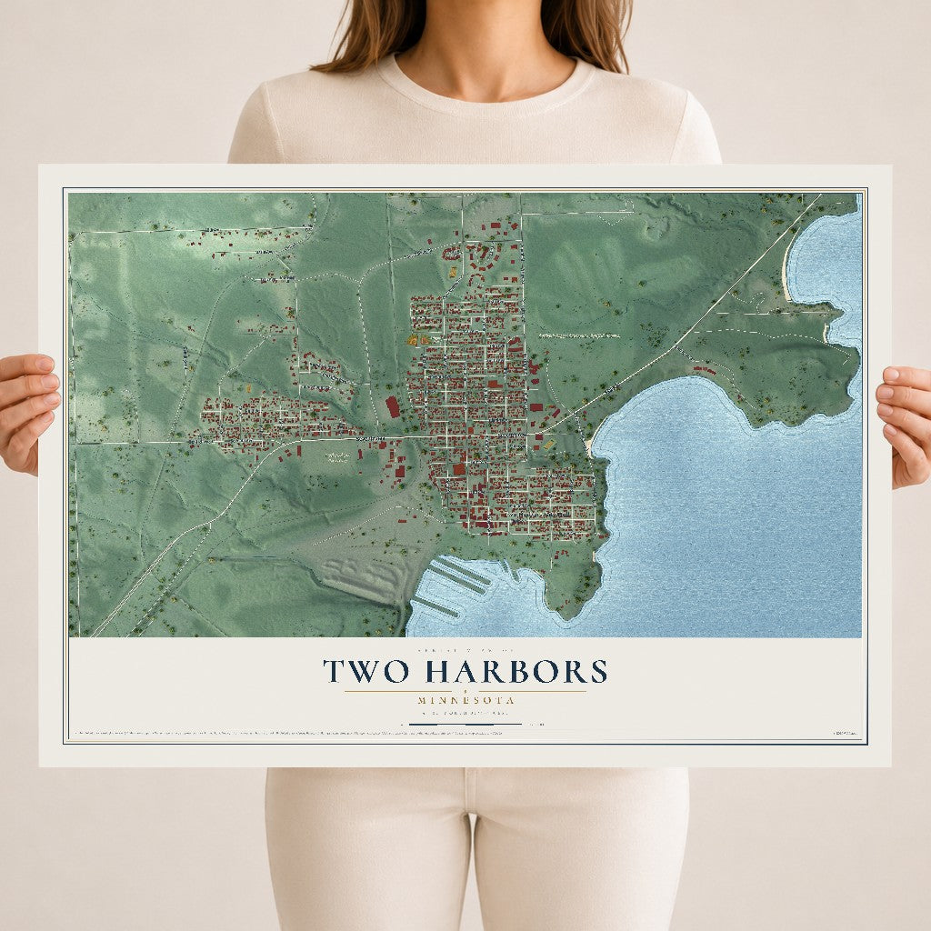 Map of Two Harbors, Minnesota, 18 x 24 inch unframed archival matte print