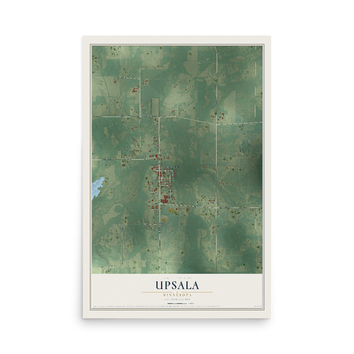 Map of Upsala, Minnesota, 12 x 18 inch unframed archival matte print