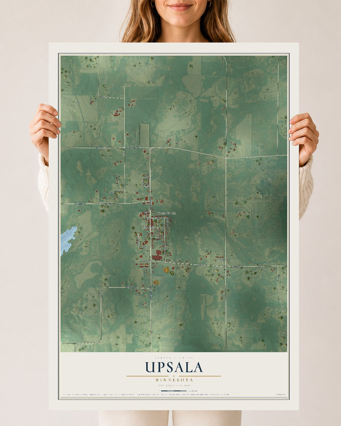Map of Upsala, Minnesota, 24 x 36 inch unframed archival matte print