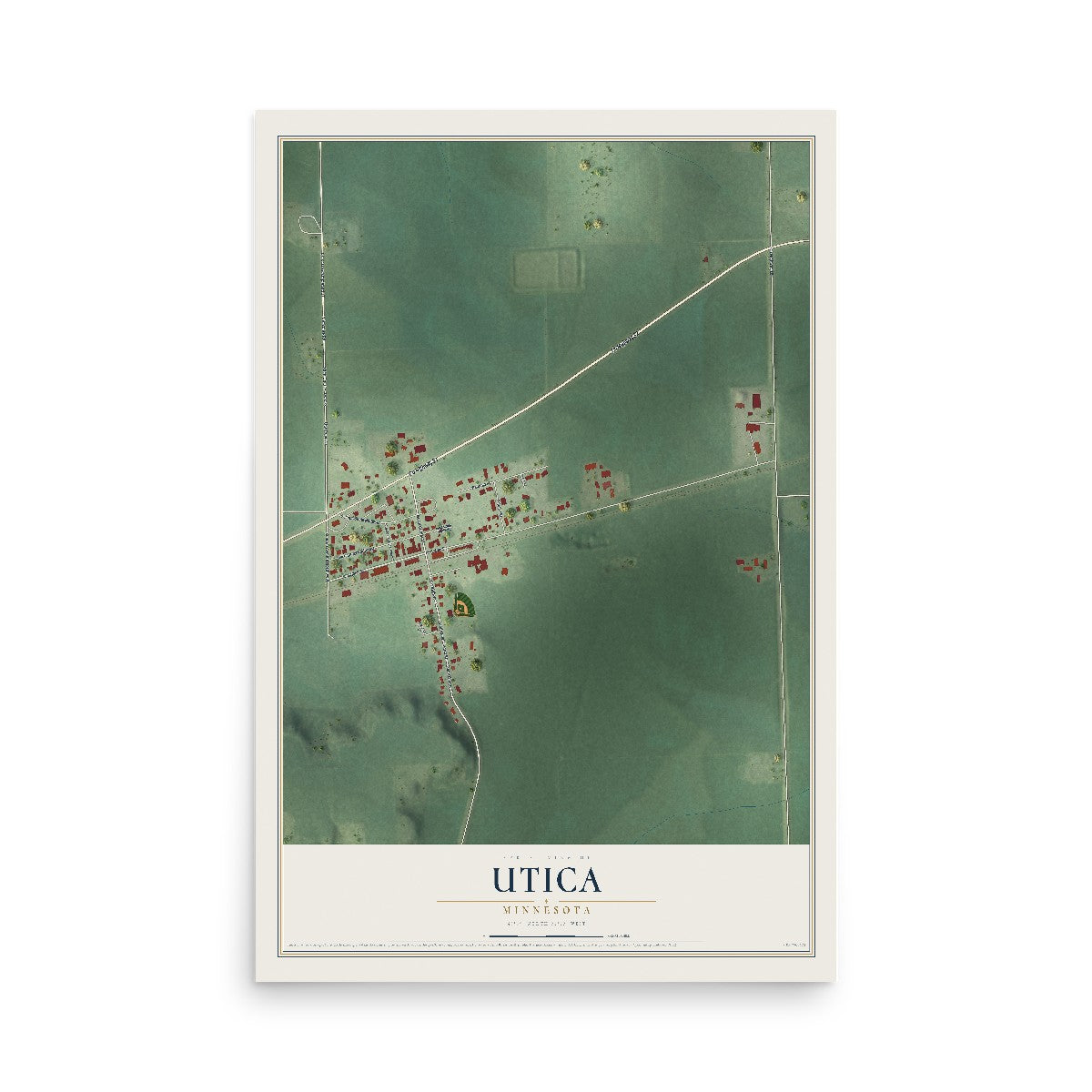 Map of Utica, Minnesota, 12 x 18 inch unframed archival matte print