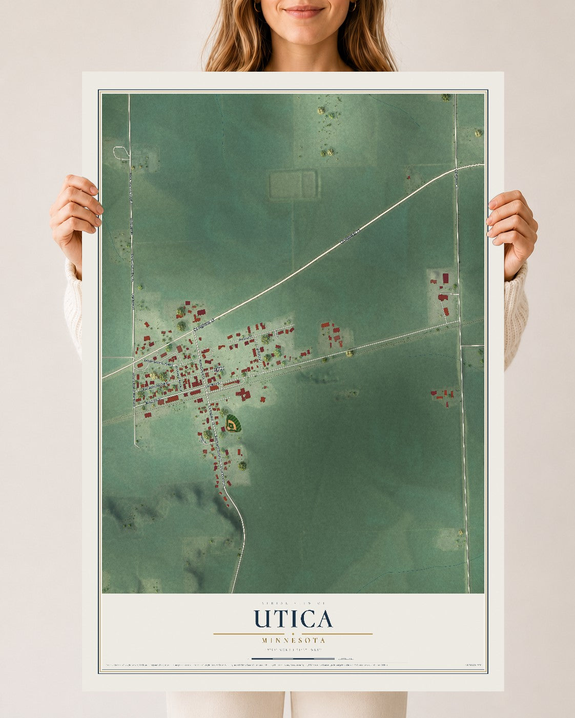 Map of Utica, Minnesota, 24 x 36 inch unframed archival matte print