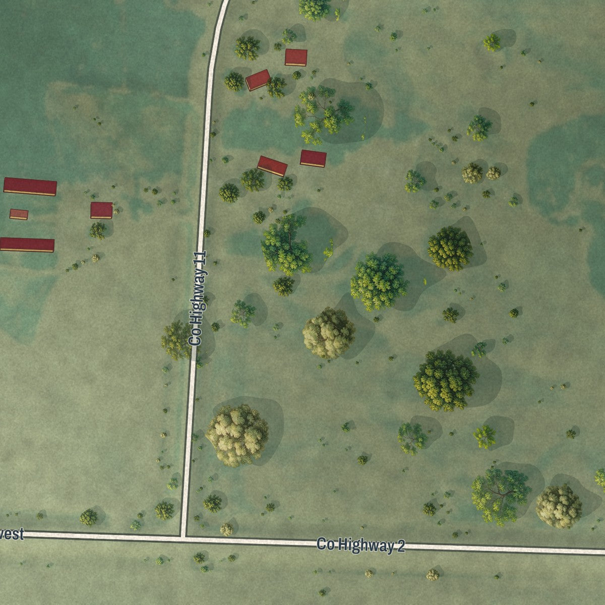 Second close-up of the map of Viking, Minnesota print showing more streets and buildings