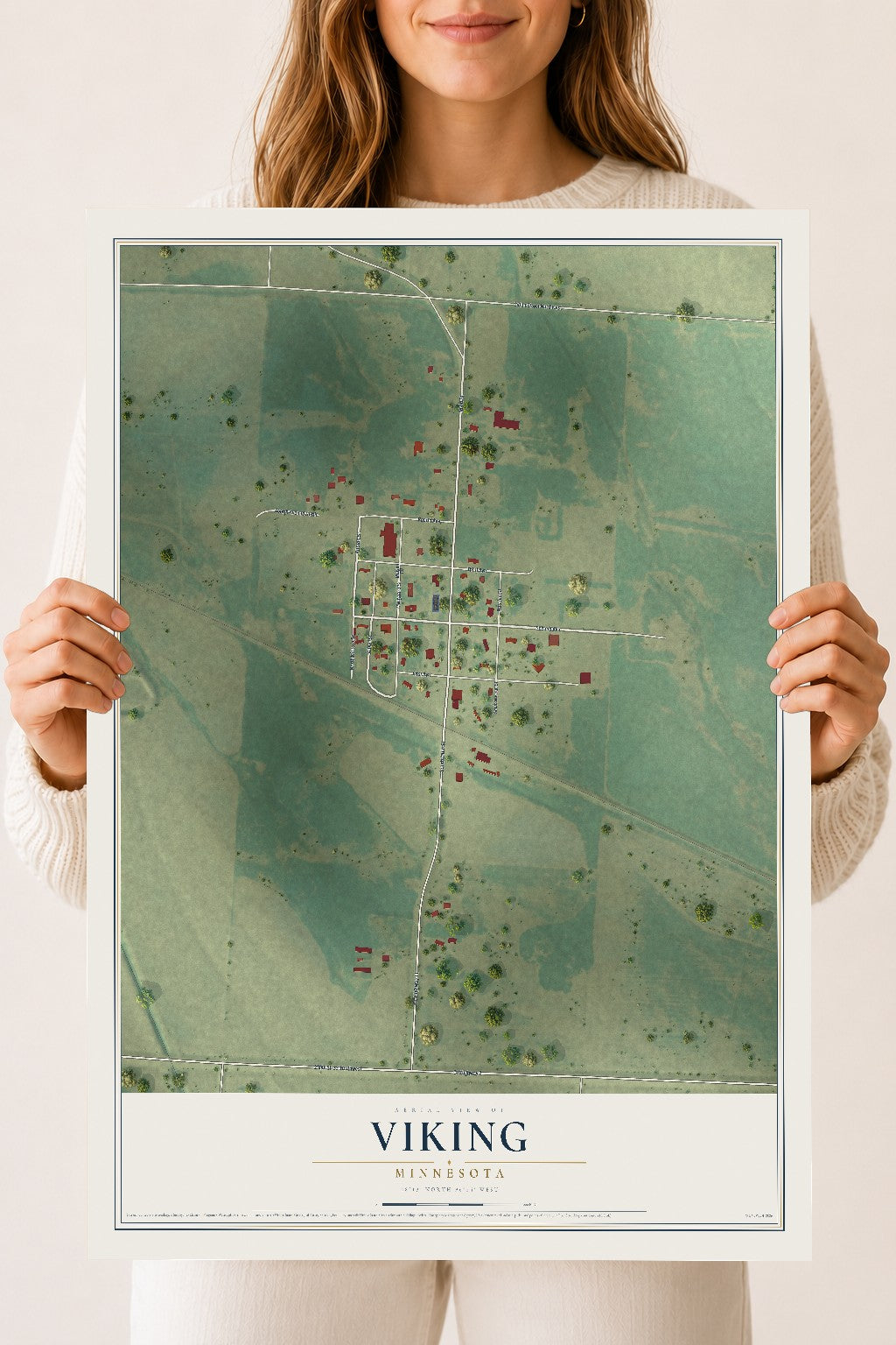 Map of Viking, Minnesota, 18 x 24 inch unframed archival matte print