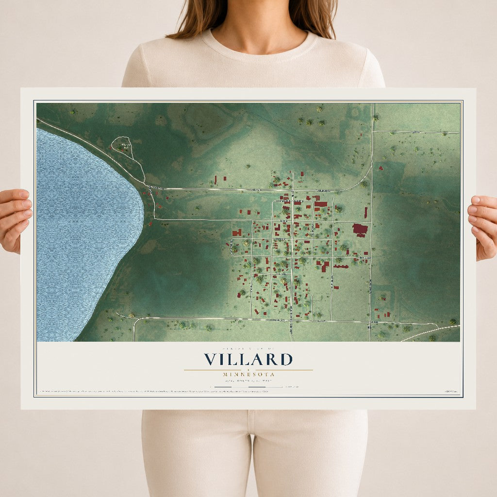 Map of Villard, Minnesota, 18 x 24 inch unframed archival matte print