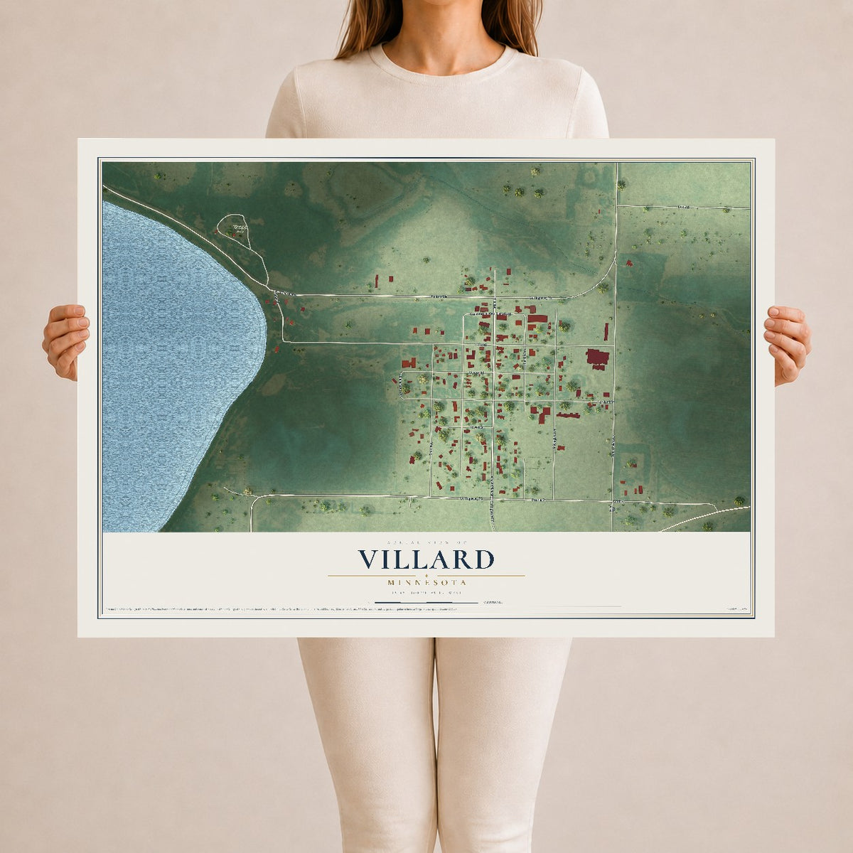 Map of Villard, Minnesota, 24 x 36 inch unframed archival matte print