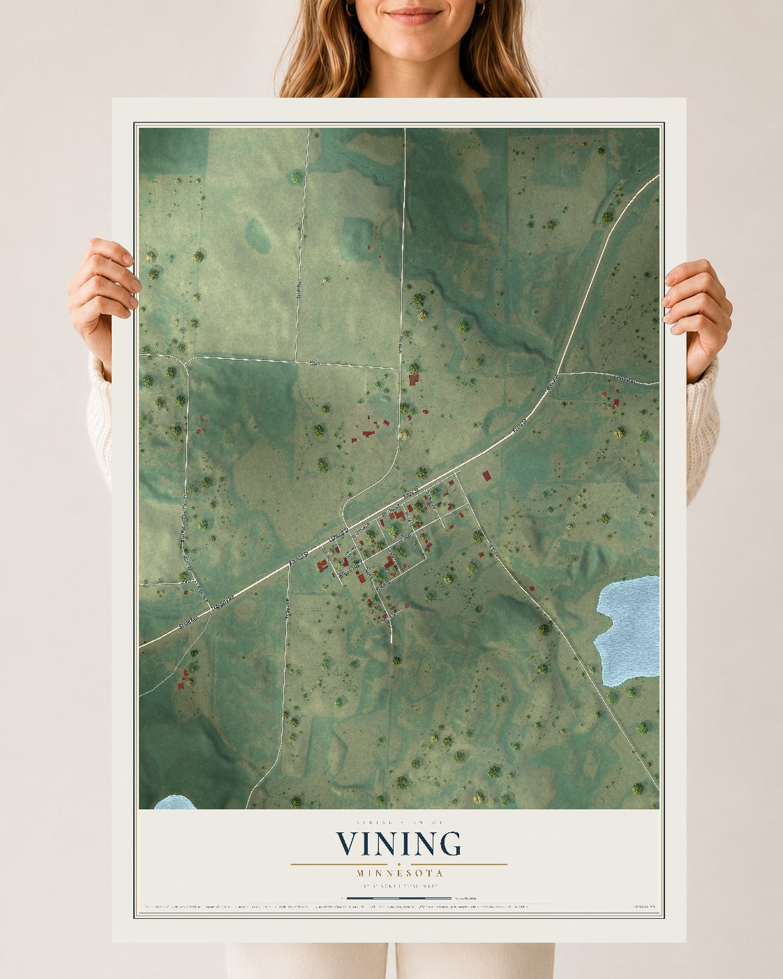 Map of Vining, Minnesota, 24 x 36 inch unframed archival matte print