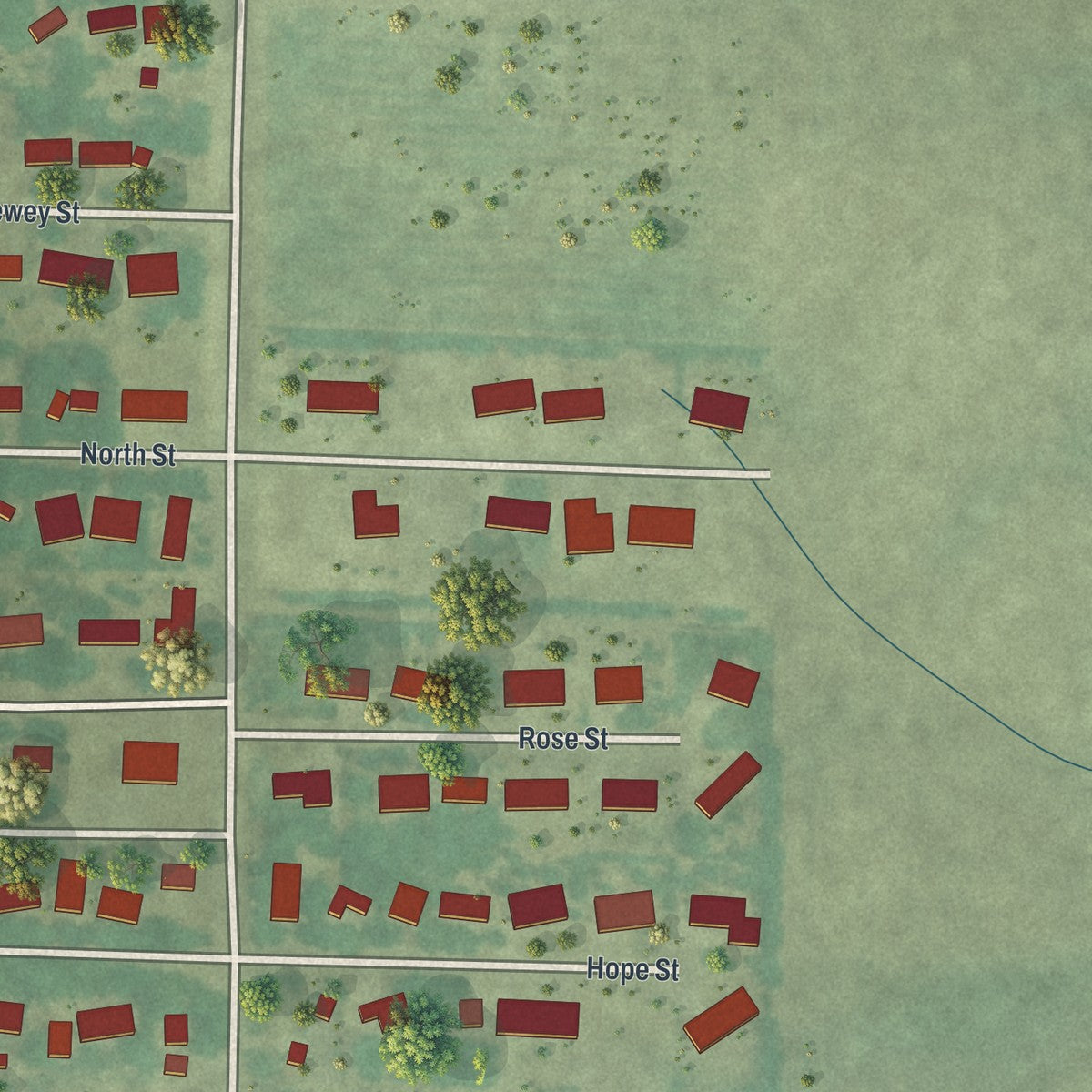 Second close-up of the map of Wabasso, Minnesota print showing more streets and buildings