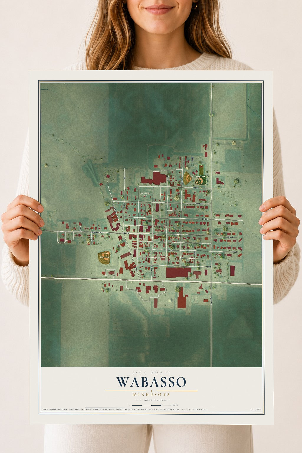 Map of Wabasso, Minnesota, 18 x 24 inch unframed archival matte print