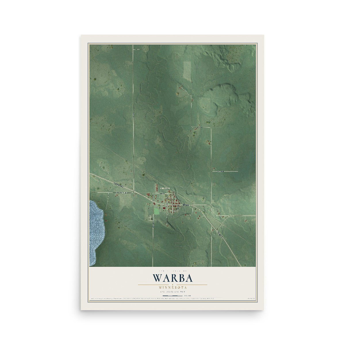 Map of Warba, Minnesota, 12 x 18 inch unframed archival matte print