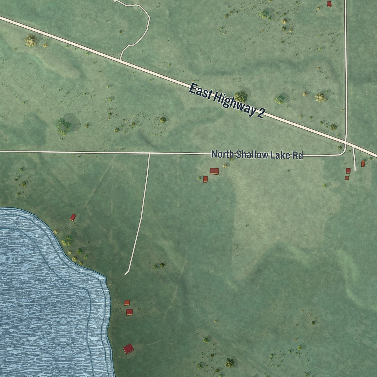 Second close-up of the map of Warba, Minnesota print showing more streets and buildings