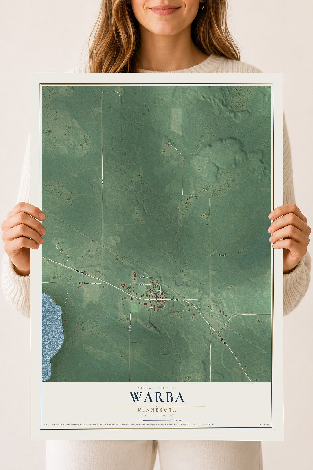 Map of Warba, Minnesota, 18 x 24 inch unframed archival matte print