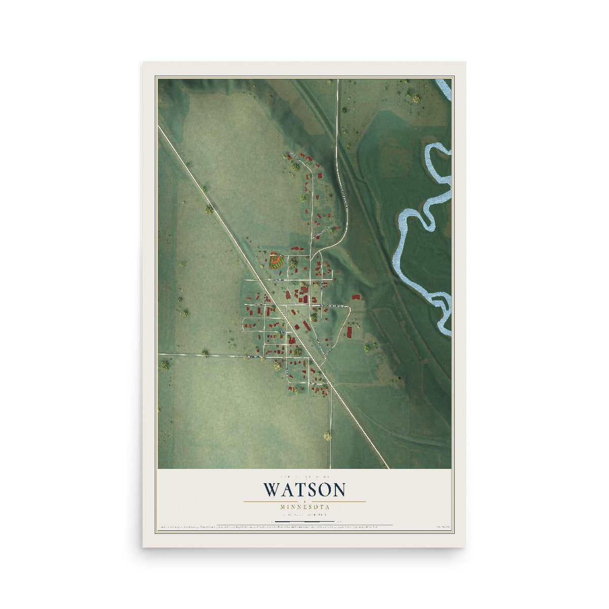 Map of Watson, Minnesota, 12 x 18 inch unframed archival matte print