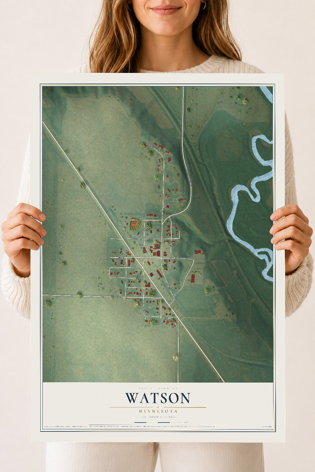 Map of Watson, Minnesota, 18 x 24 inch unframed archival matte print