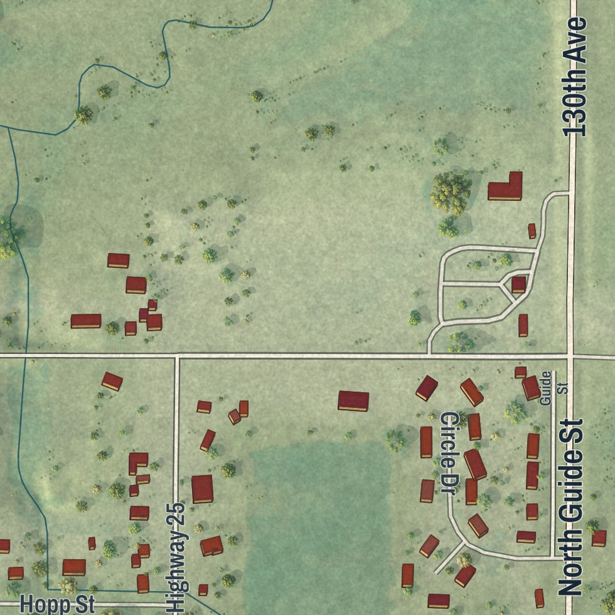 Second close-up of the map of Welcome, Minnesota print showing more streets and buildings