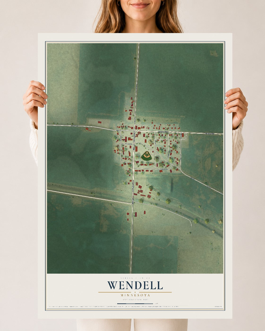 Map of Wendell, Minnesota, 24 x 36 inch unframed archival matte print