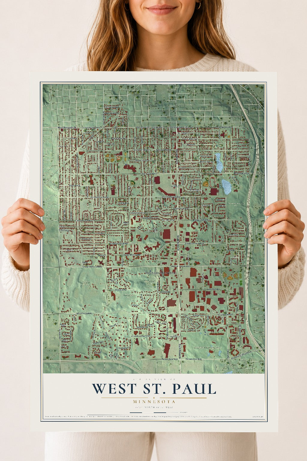 Map of West St. Paul, Minnesota, 18 x 24 inch unframed archival matte print