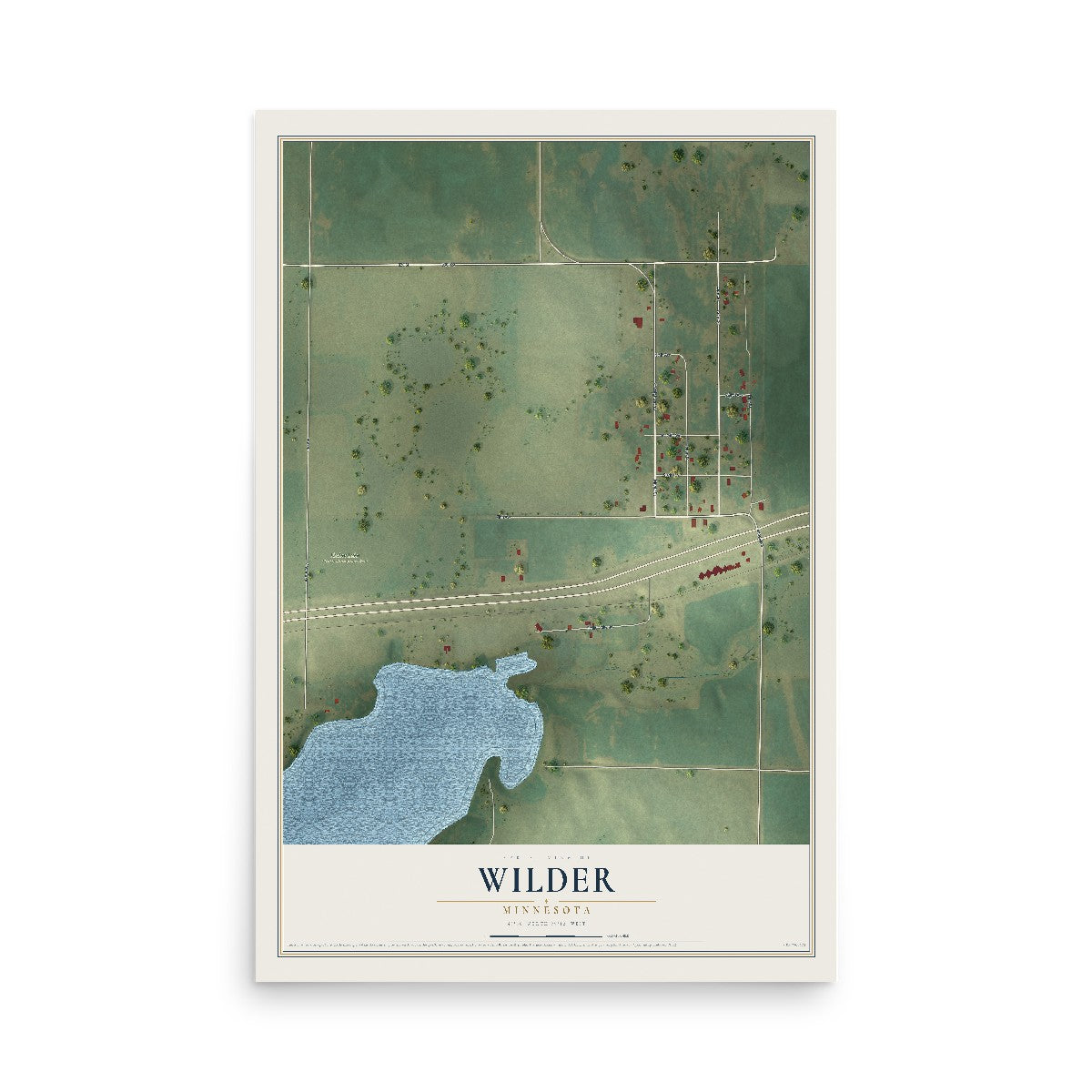Map of Wilder, Minnesota, 12 x 18 inch unframed archival matte print