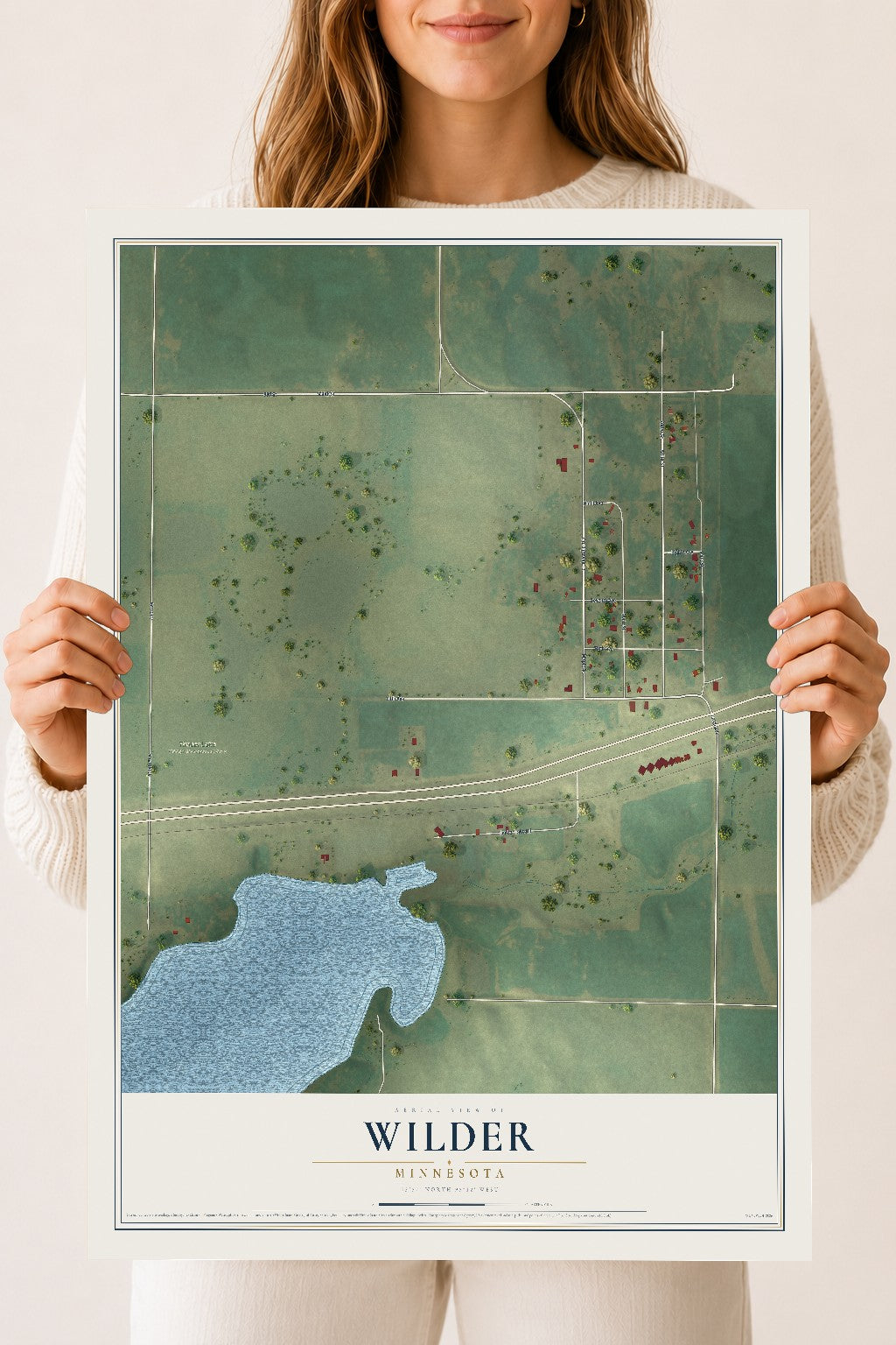 Map of Wilder, Minnesota, 18 x 24 inch unframed archival matte print