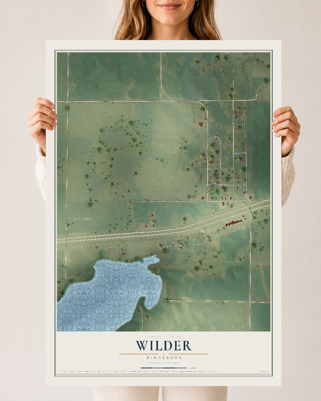 Map of Wilder, Minnesota, 24 x 36 inch unframed archival matte print