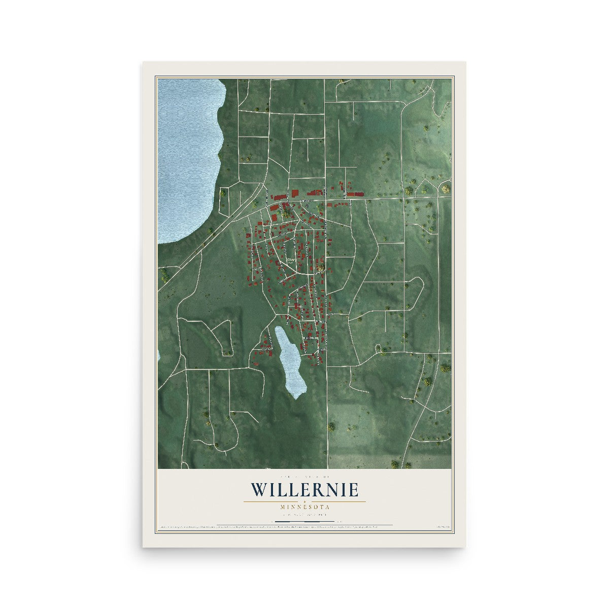 Map of Willernie, Minnesota, 12 x 18 inch unframed archival matte print