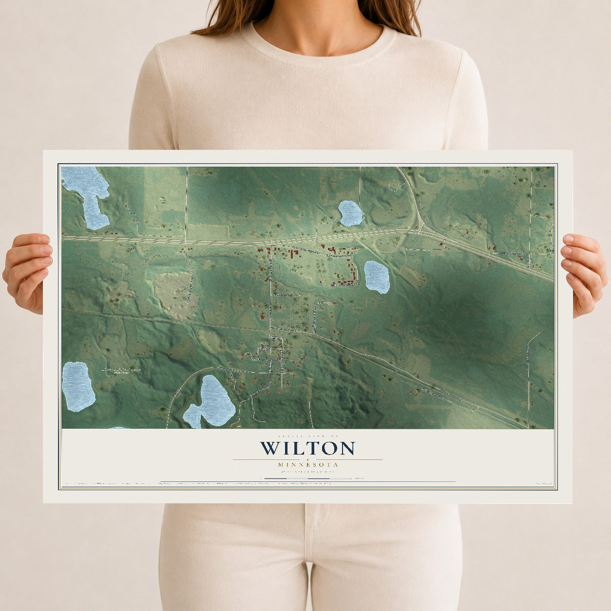 Map of Wilton, Minnesota, 12 x 18 inch unframed archival matte print
