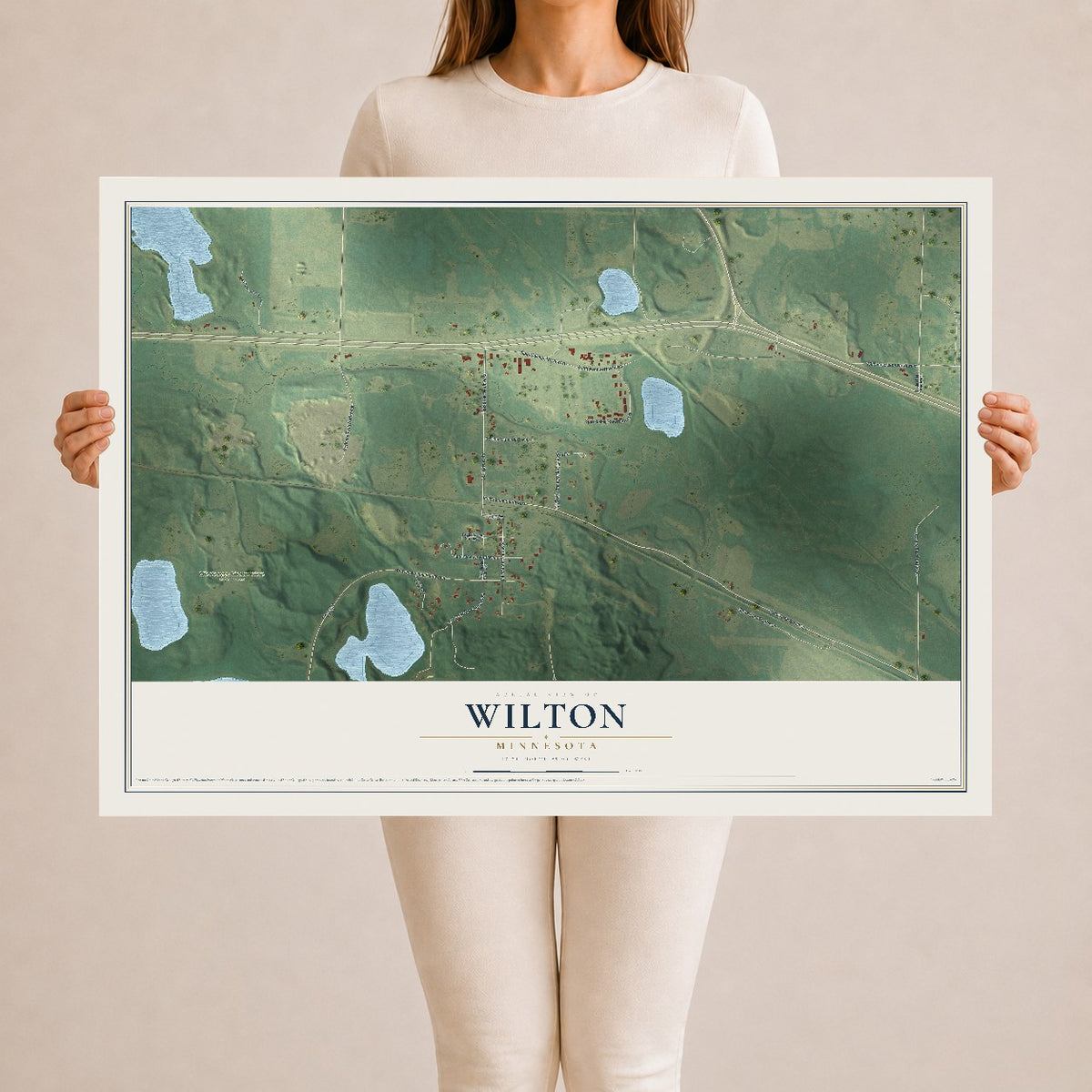 Map of Wilton, Minnesota, 24 x 36 inch unframed archival matte print