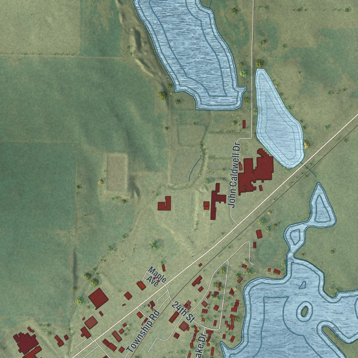 Second close-up of the map of Windom, Minnesota print showing more streets and buildings