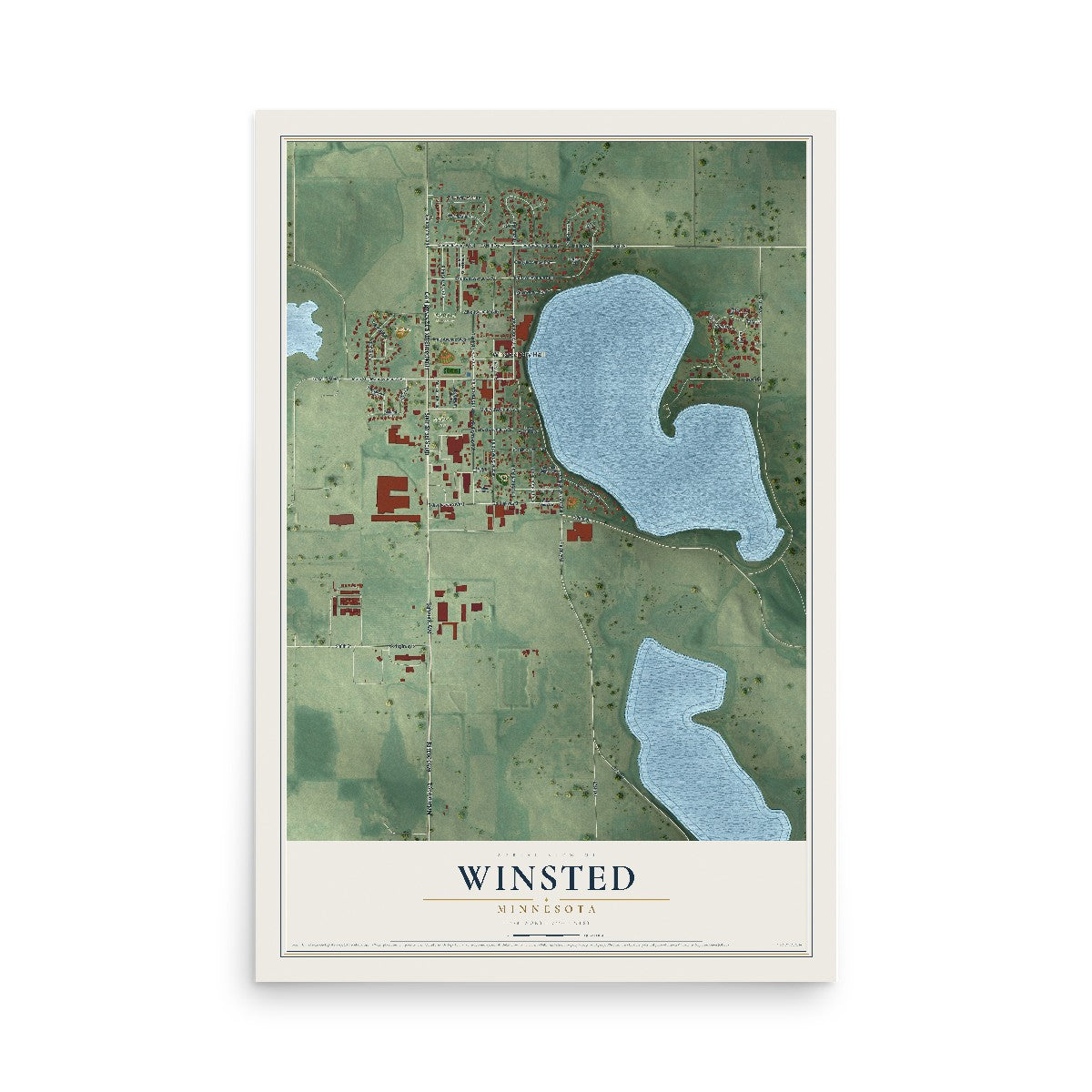 Map of Winsted, Minnesota, 12 x 18 inch unframed archival matte print
