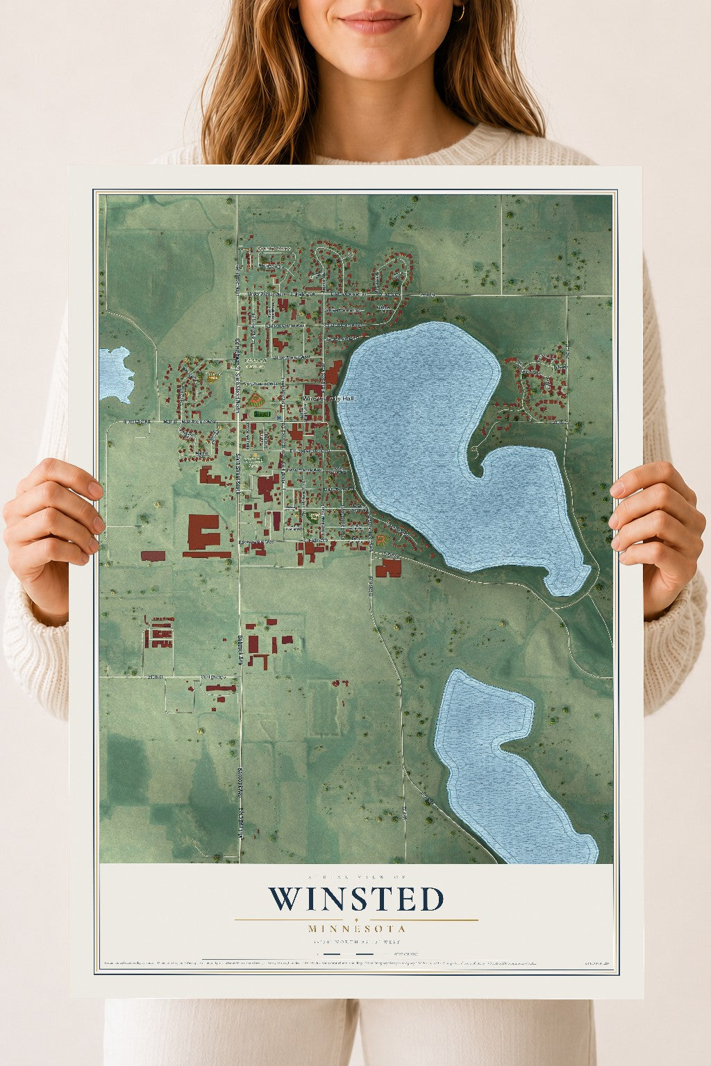 Map of Winsted, Minnesota, 18 x 24 inch unframed archival matte print
