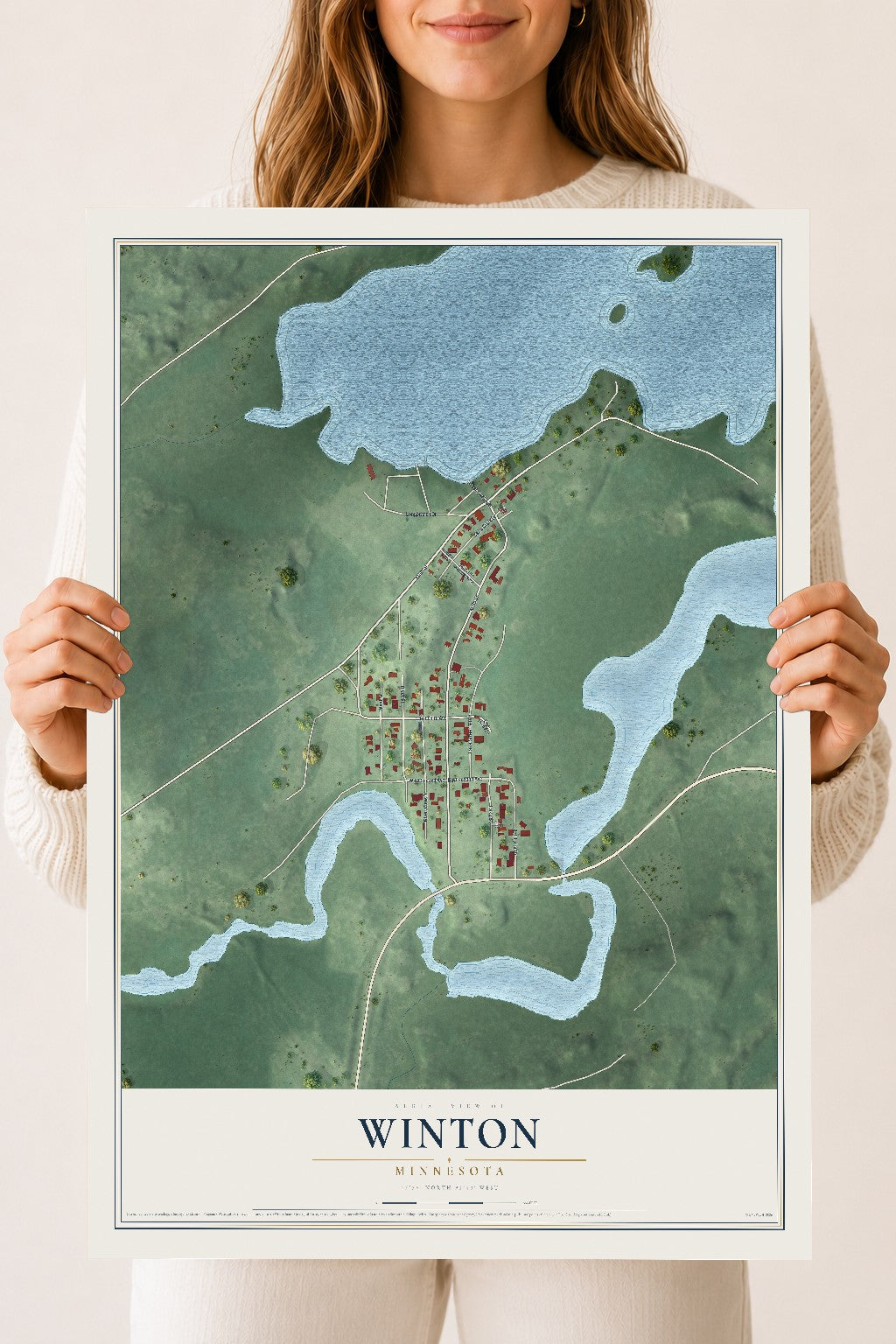 Map of Winton, Minnesota, 18 x 24 inch unframed archival matte print
