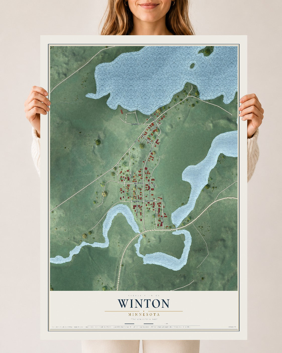 Map of Winton, Minnesota, 24 x 36 inch unframed archival matte print