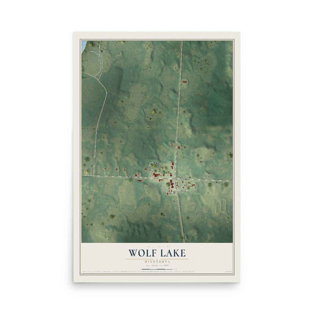 Map of Wolf Lake, Minnesota, 12 x 18 inch unframed archival matte print