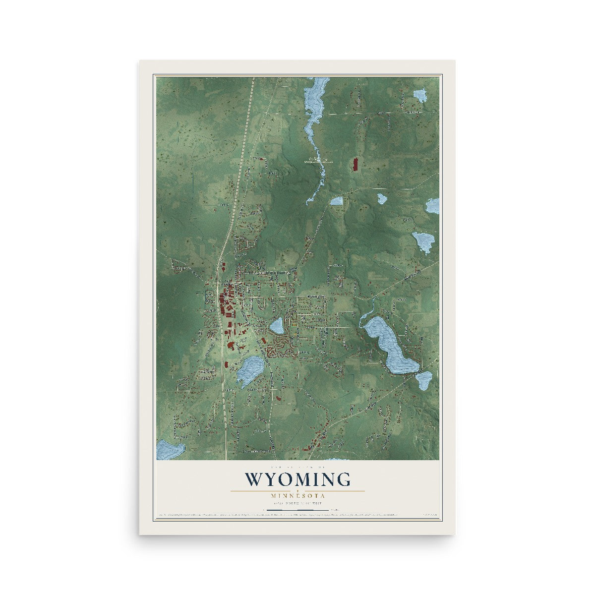Map of Wyoming, Minnesota, 12 x 18 inch unframed archival matte print