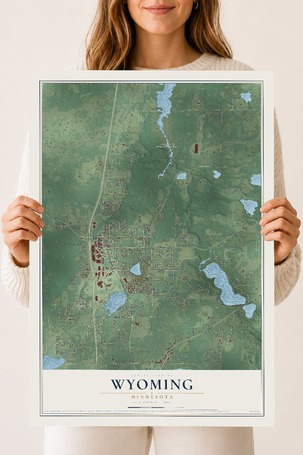 Map of Wyoming, Minnesota, 18 x 24 inch unframed archival matte print