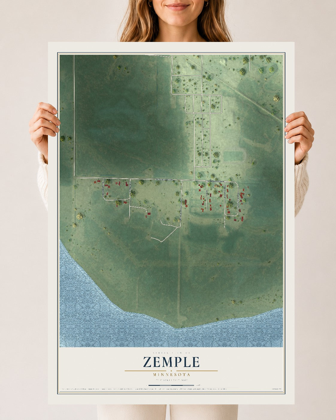 Map of Zemple, Minnesota, 24 x 36 inch unframed archival matte print