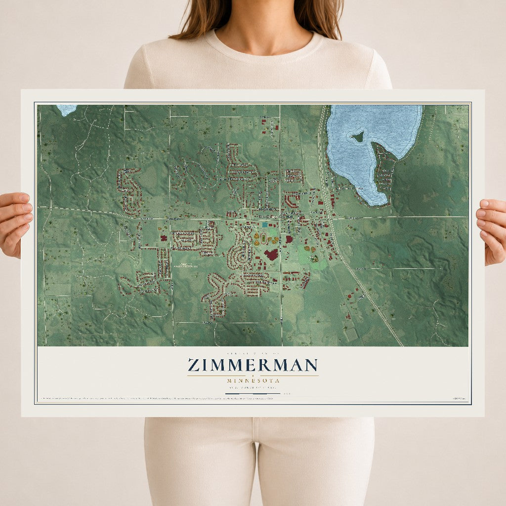Map of Zimmerman, Minnesota, 18 x 24 inch unframed archival matte print