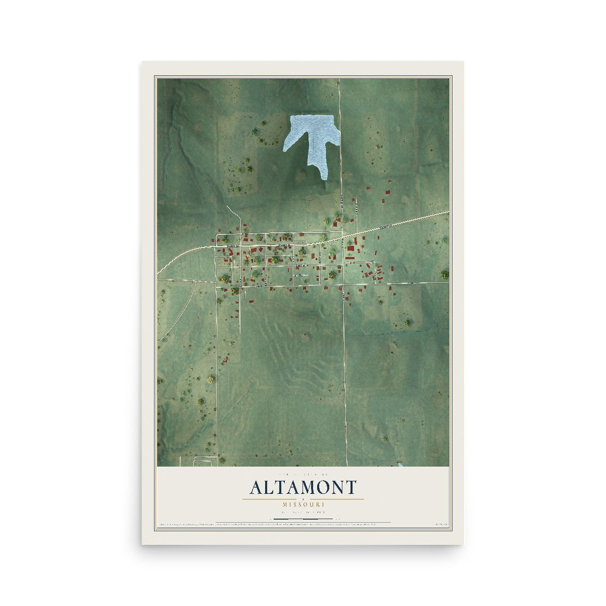 Map of Altamont, Missouri, 12 x 18 inch unframed archival matte print