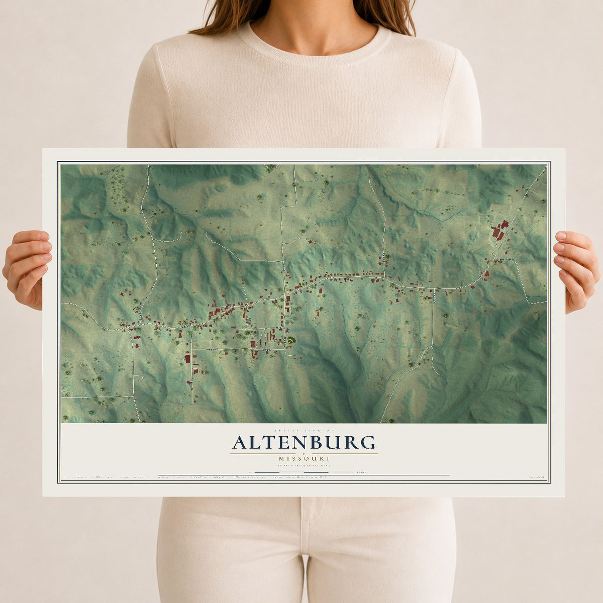 Map of Altenburg, Missouri, 12 x 18 inch unframed archival matte print