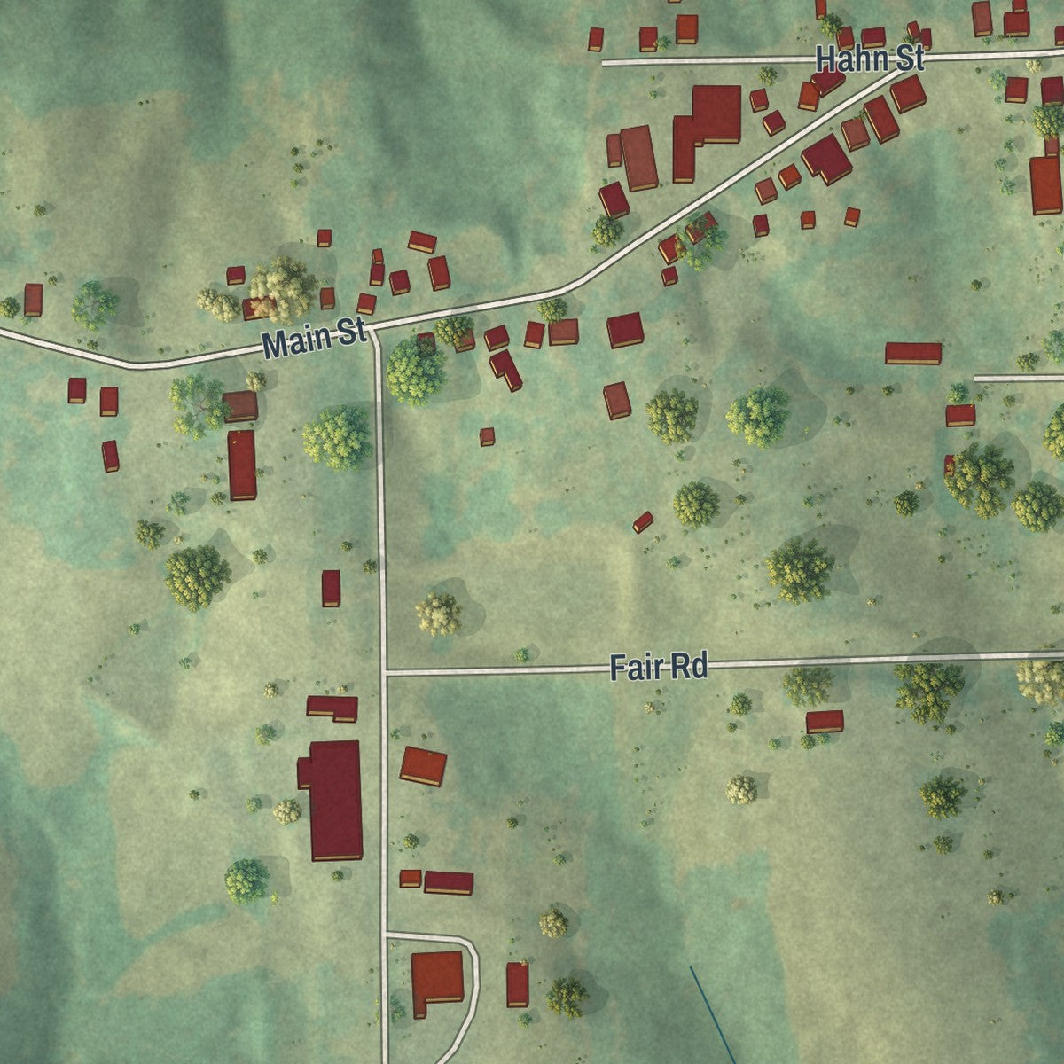 Close-up of the map of Altenburg, Missouri print showing street and building detail