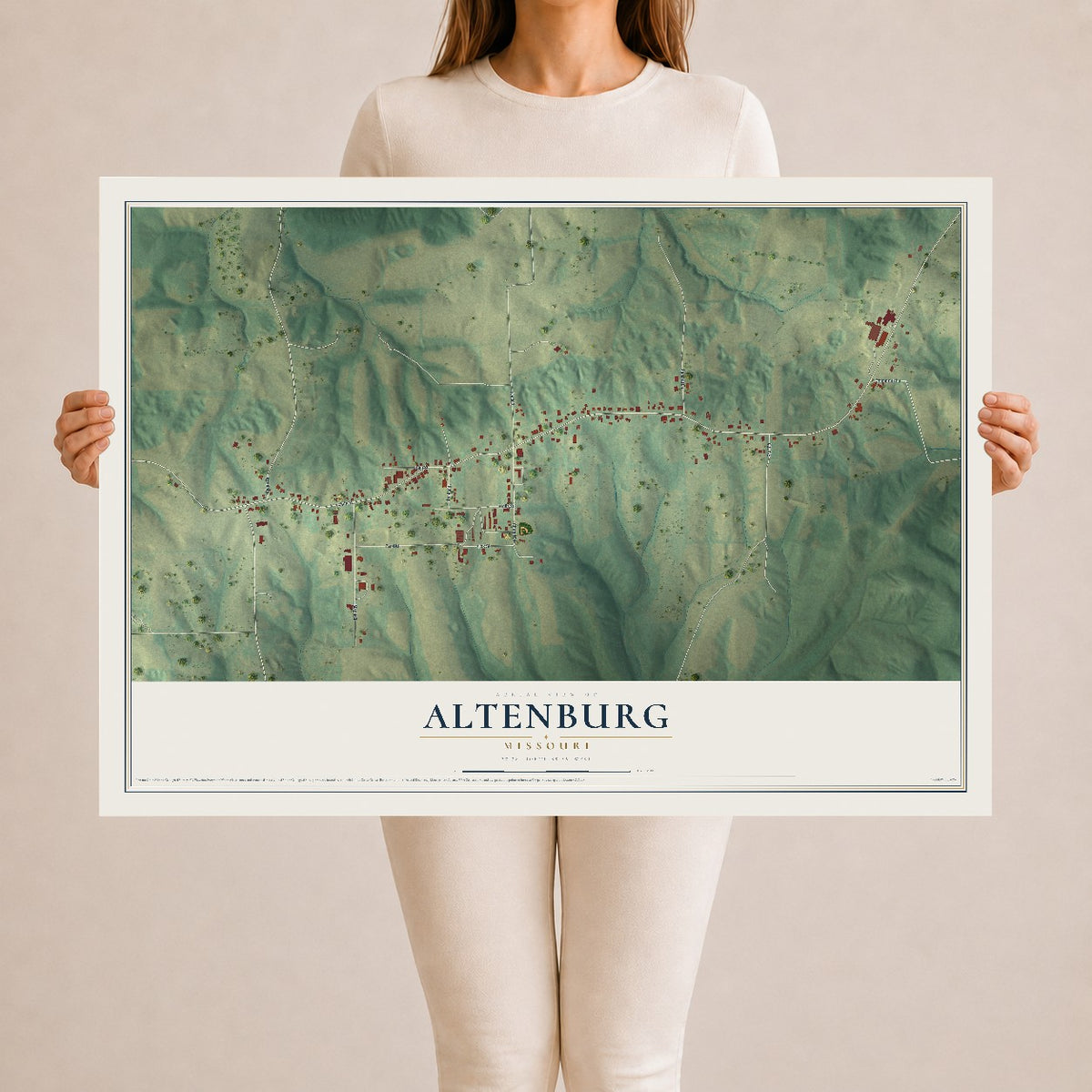 Map of Altenburg, Missouri, 24 x 36 inch unframed archival matte print
