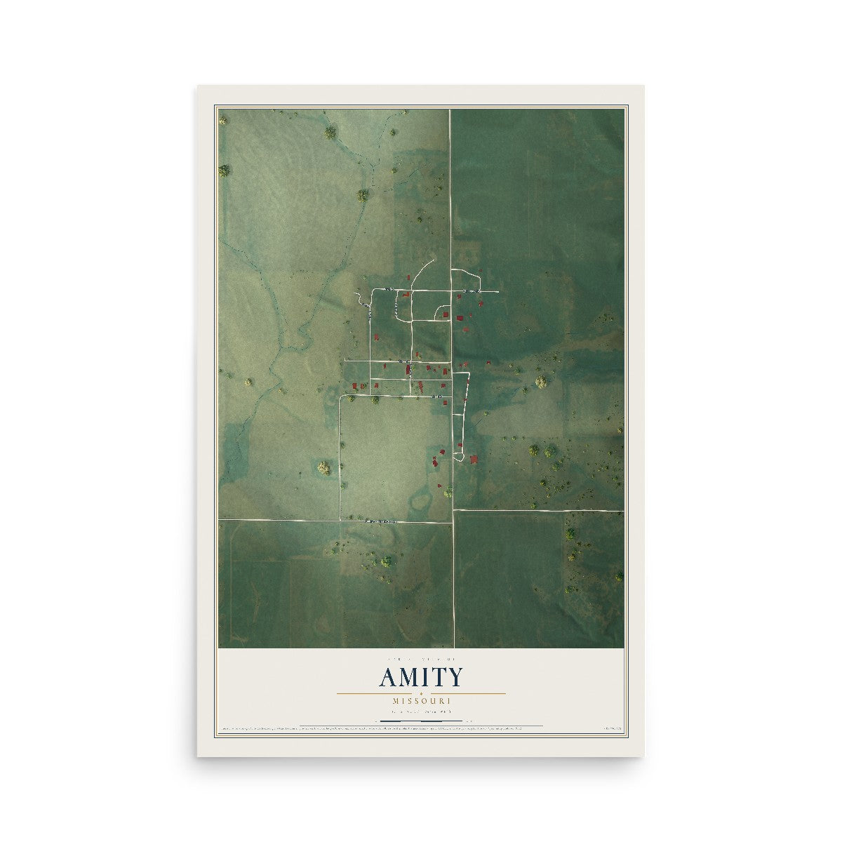 Map of Amity, Missouri, 12 x 18 inch unframed archival matte print
