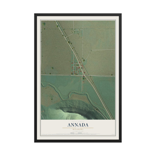 Map of Annada, Missouri, 12 x 18 inch print in a black wood frame