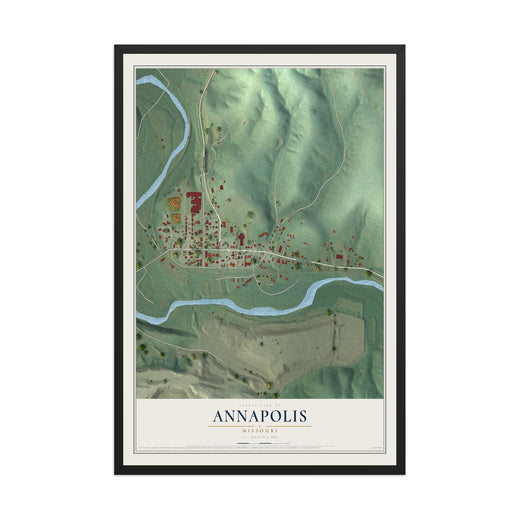 Map of Annapolis, Missouri, 12 x 18 inch print in a black wood frame