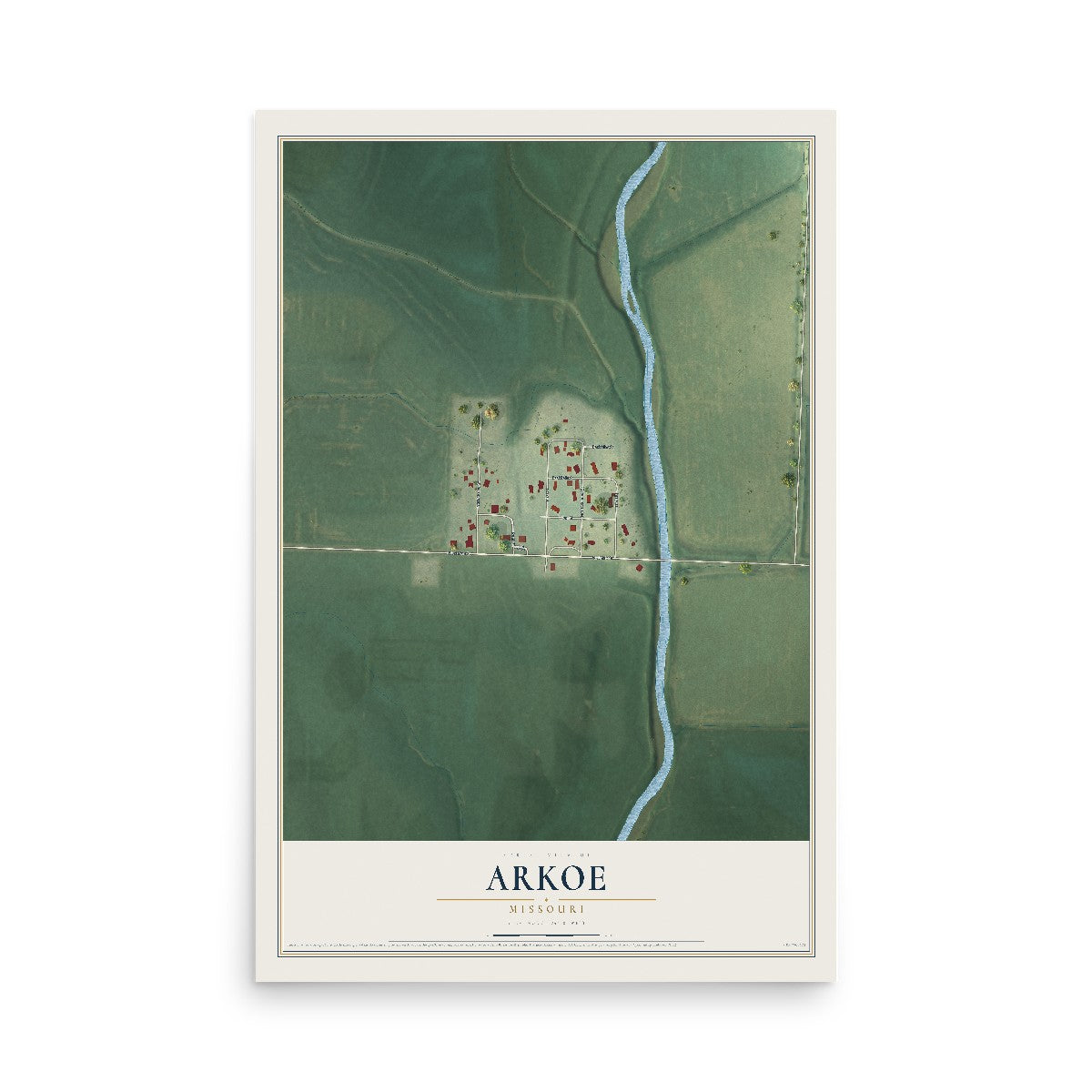 Map of Arkoe, Missouri, 12 x 18 inch unframed archival matte print