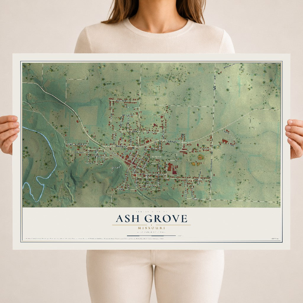 Map of Ash Grove, Missouri, 18 x 24 inch unframed archival matte print