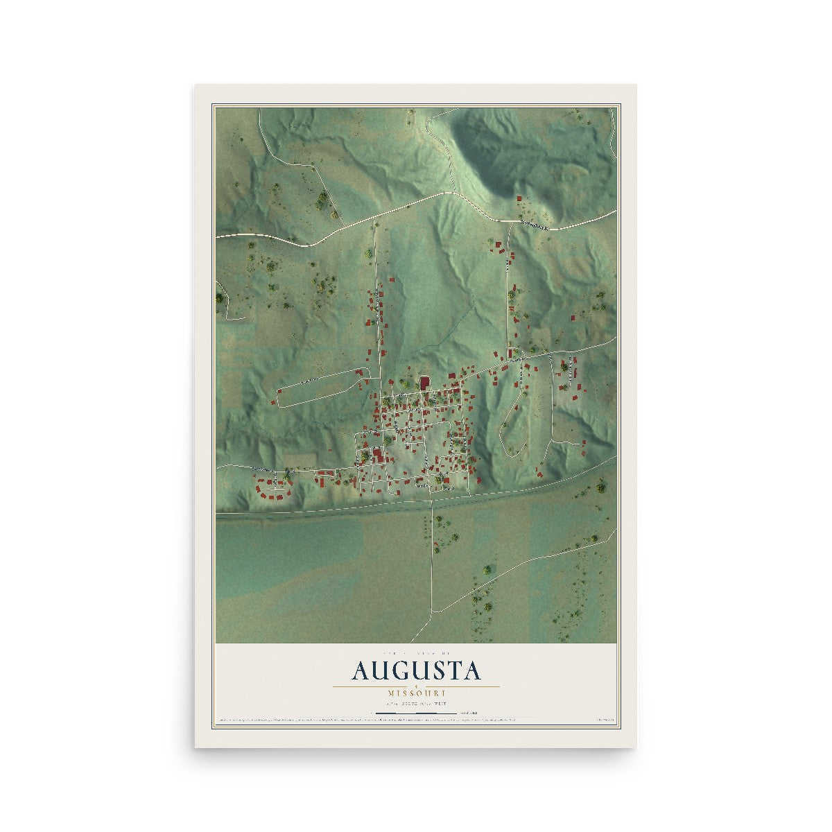 Map of Augusta, Missouri, 12 x 18 inch unframed archival matte print