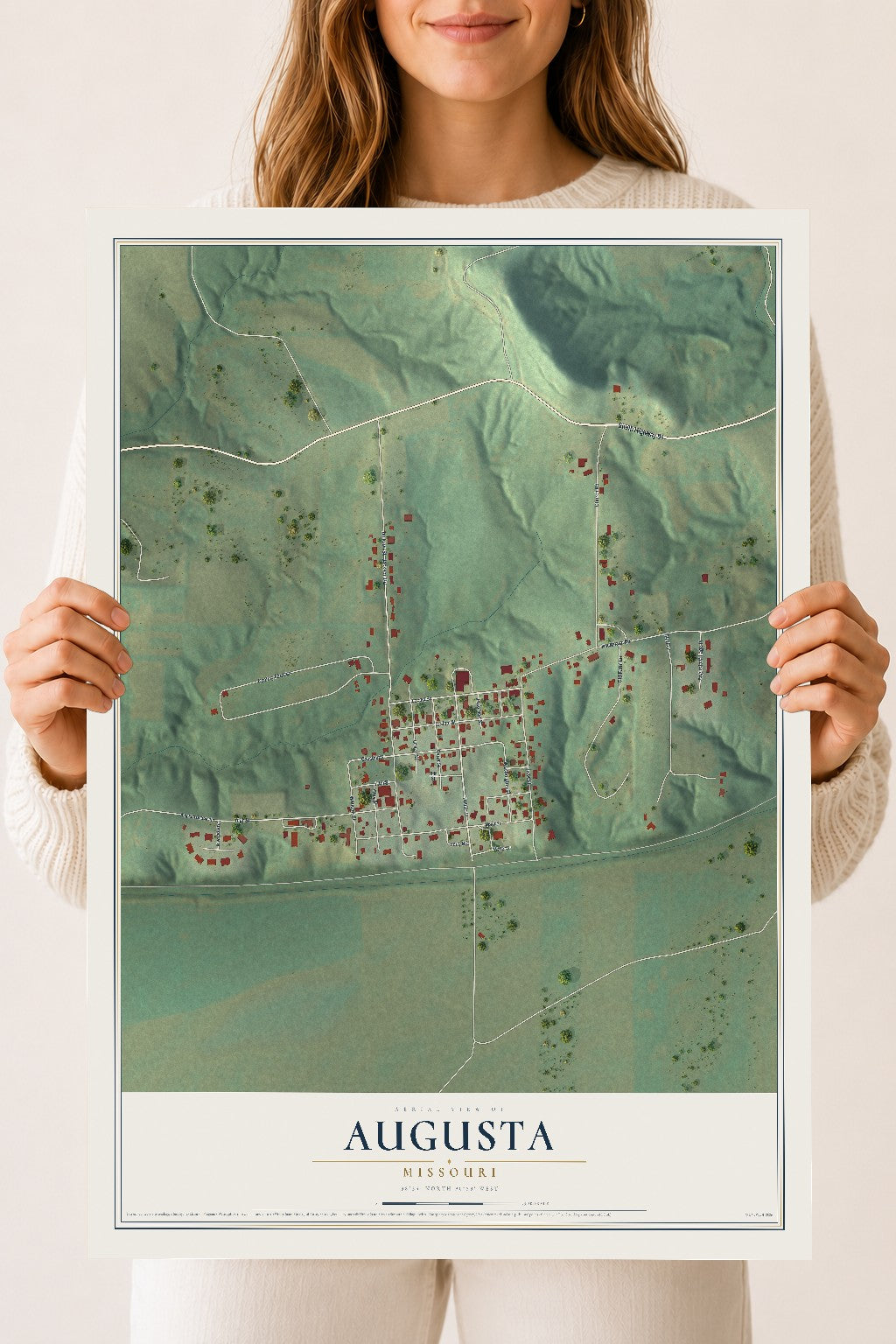 Map of Augusta, Missouri, 18 x 24 inch unframed archival matte print