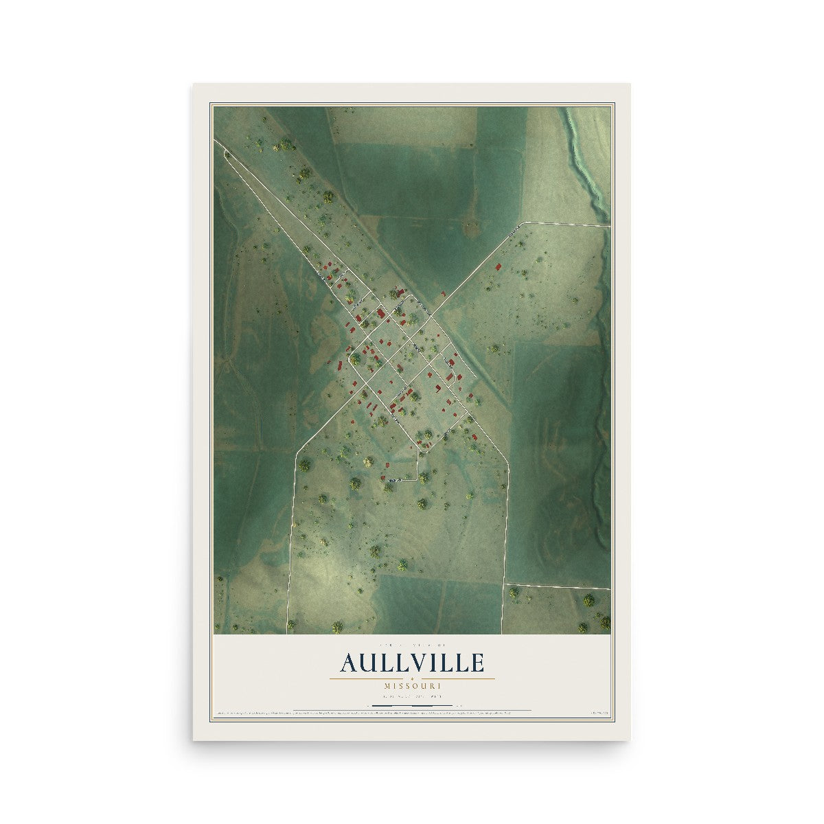 Map of Aullville, Missouri, 12 x 18 inch unframed archival matte print